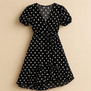 Midnight Polka Wrap Dress